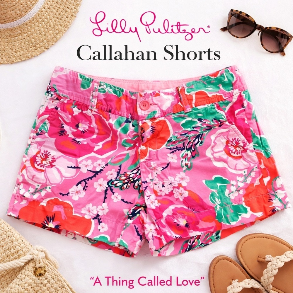 Lilly Pulitzer Callahan Shorts A Thing Called Love Pink Floral Size 0